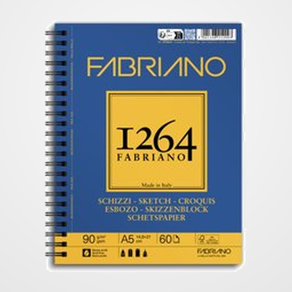 CUADERNO DE DIBUJO FABRIANO ESBOZO CON ESPIRAL GRANO NATURAL A5 90g 60h