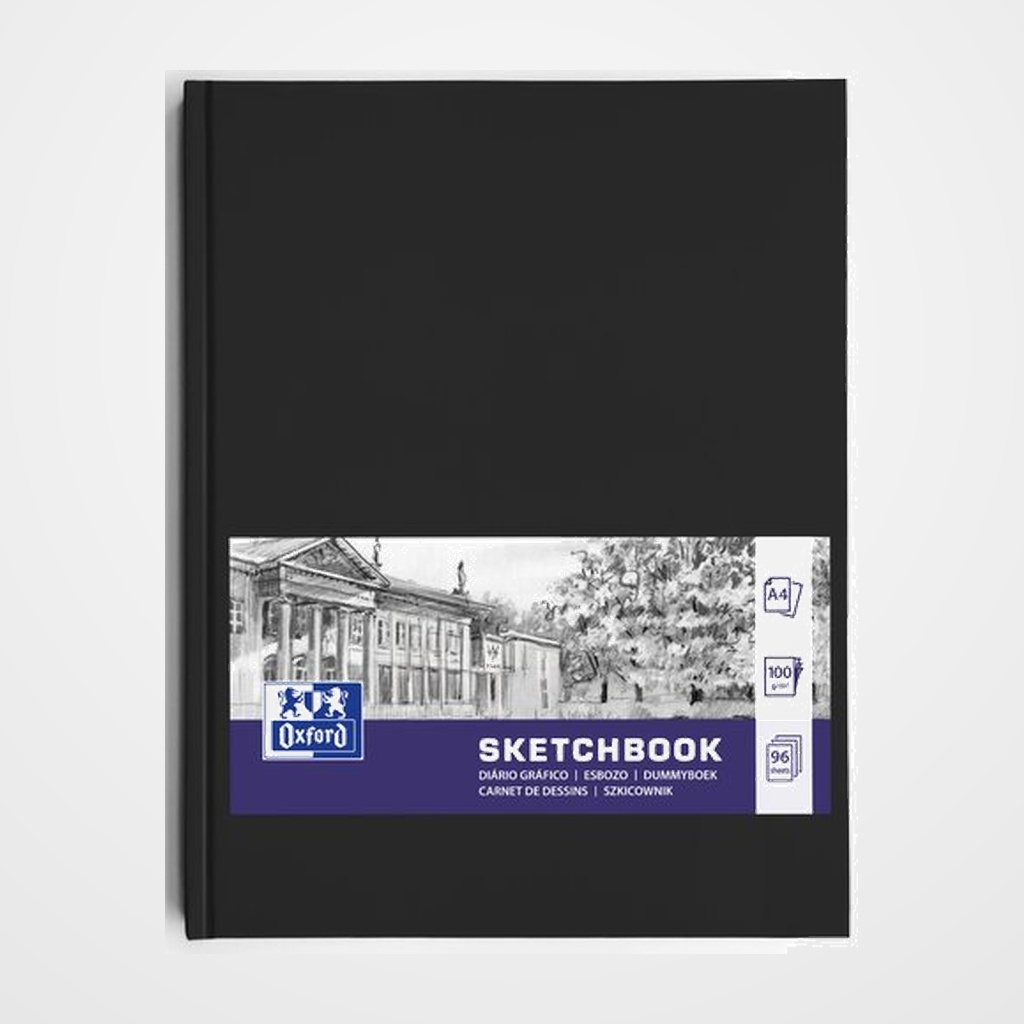 CUADERNO OXFORD ARTBOOKS ESBOZO (cosido) 100g 96h A4 LISO NEGRO