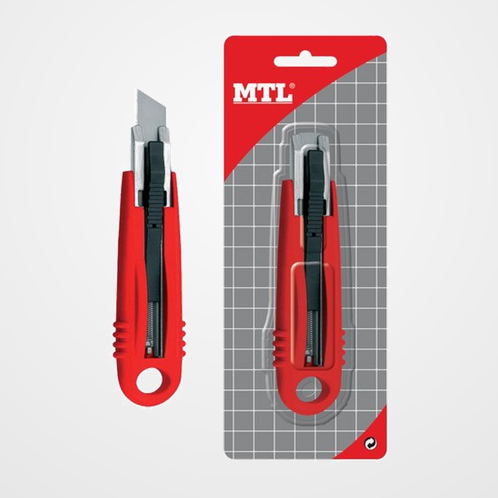 CUTER MTL de SEGURIDAD 18 mm. RETRACTIL con GUIA METALICA