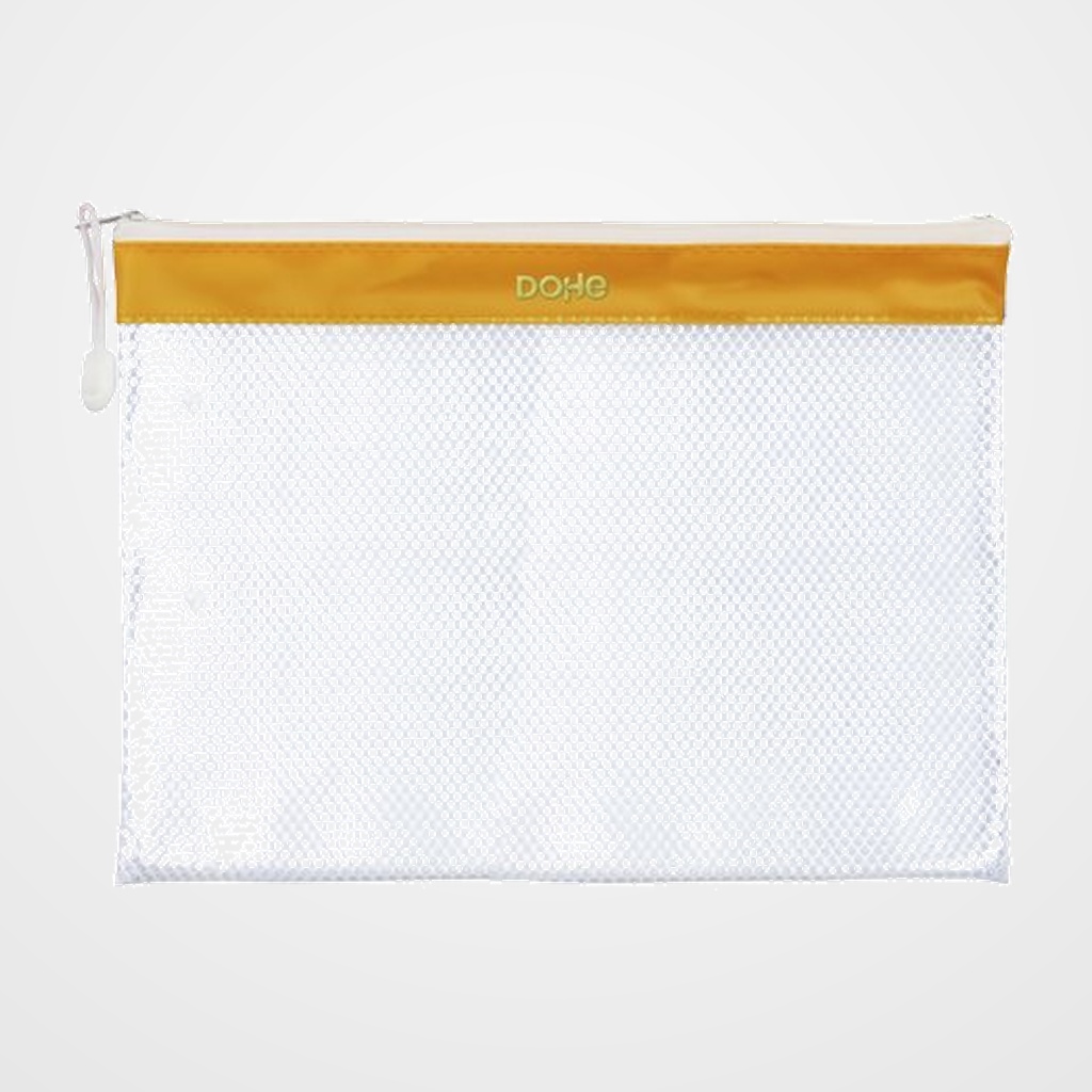 DOSIER SOBRE DOHE CREMALLERA A4 PVC BLANCO/AMARILLO