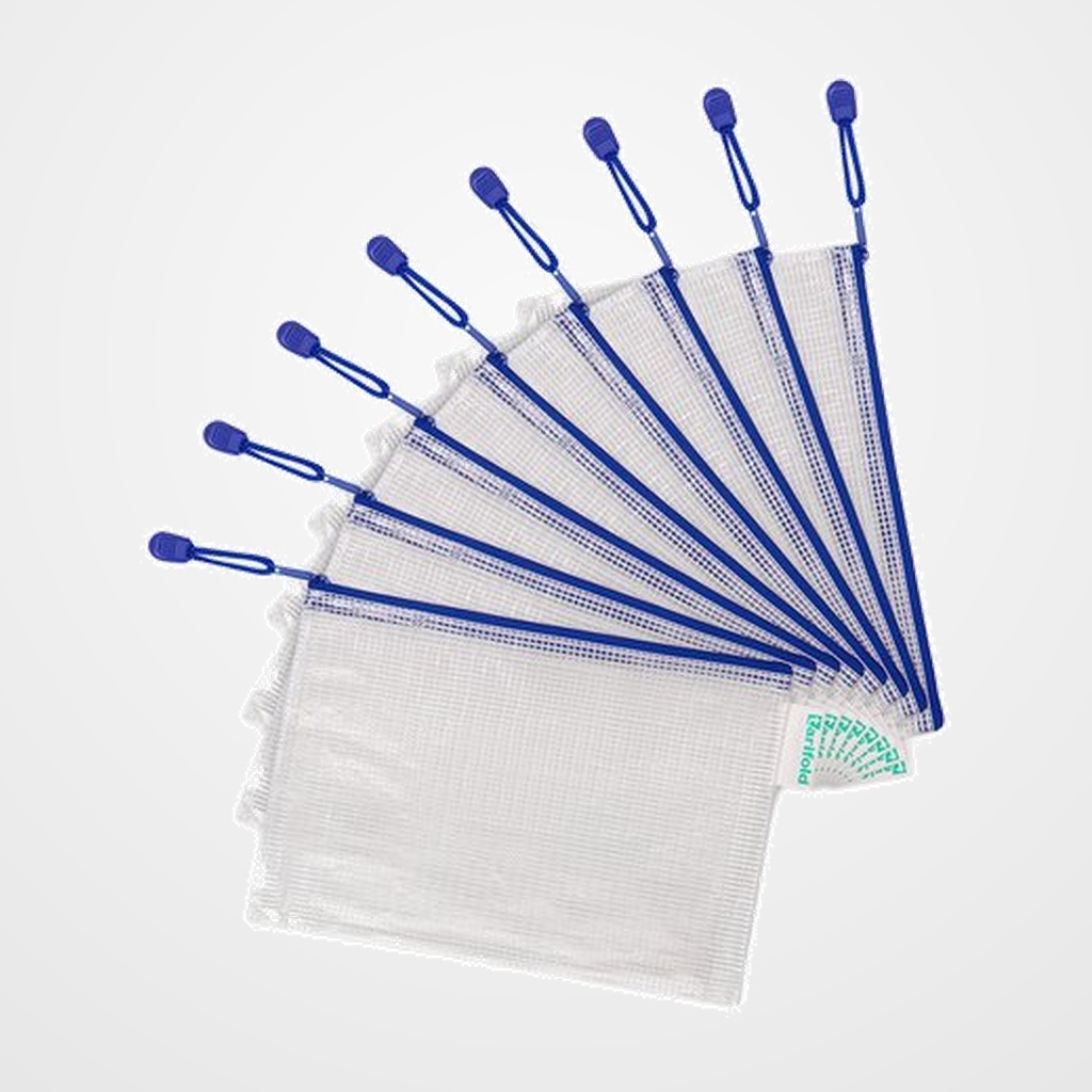 DOSIER SOBRE TARIFOLD CREMALLERA PVC A5 AZUL PACK de 8