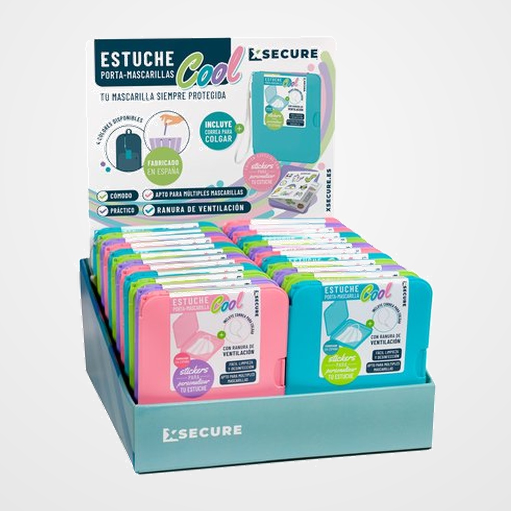 ESTUCHE PORTA MASCARILLA XSECURE COOL 105x130 mm. EXPOSITOR de 24