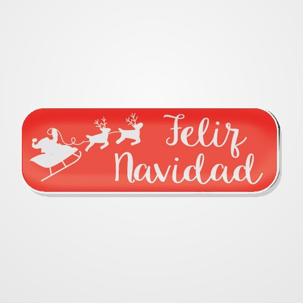ETIQUETAS REGALO ADH. HOLOGRAFICAS ROLLO  250 uds. 45x15  FELIZ NAVIDAD  ROJO