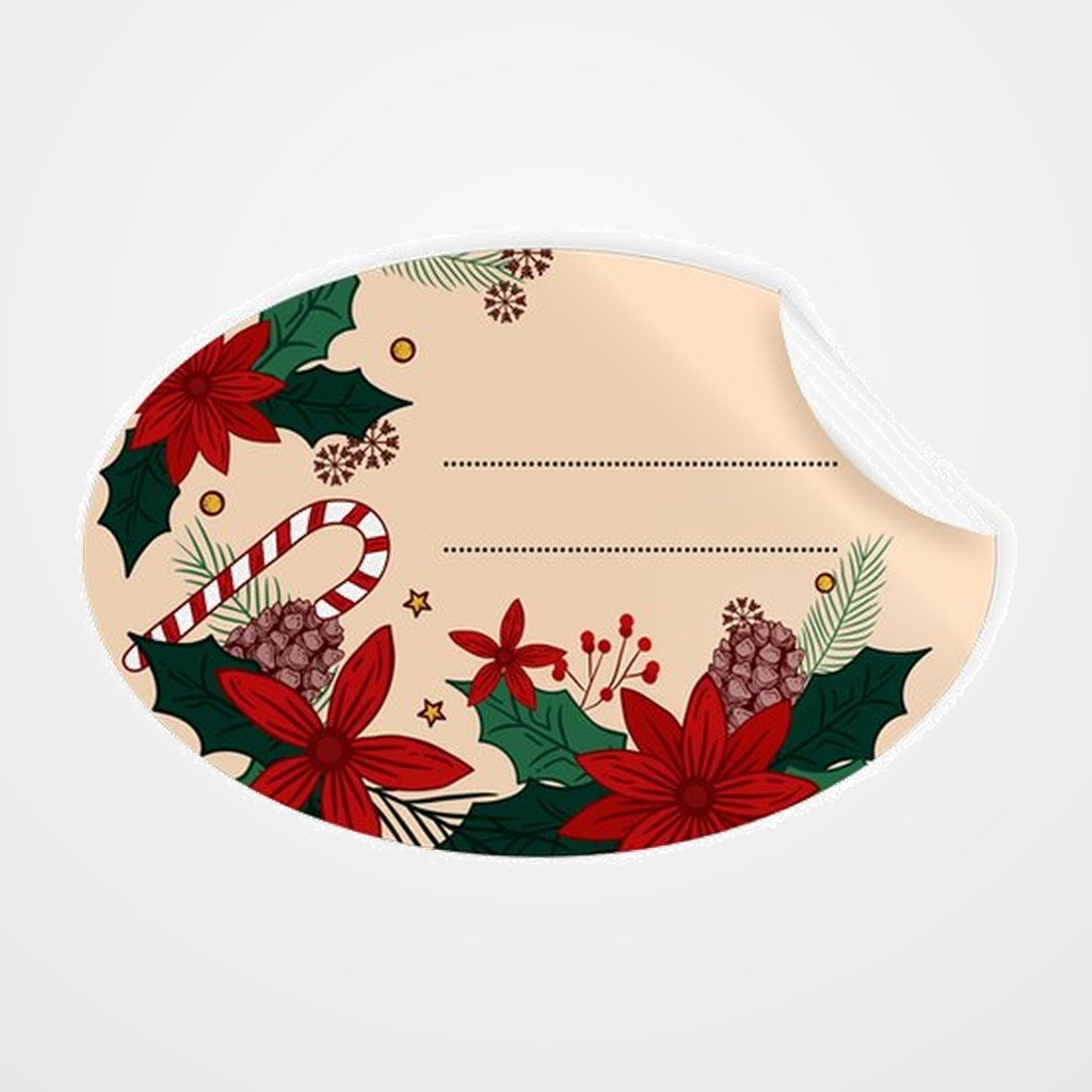 ETIQUETAS REGALO ADH. ROLLO  250 uds. OVALADAS 60x40 NAVIDAD  PASCUEROS
