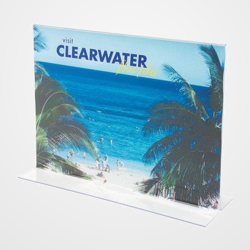 EXPOSITOR SOBREMESA FAIBO EN FORMA DE T A4 HORIZONTAL CRISTAL