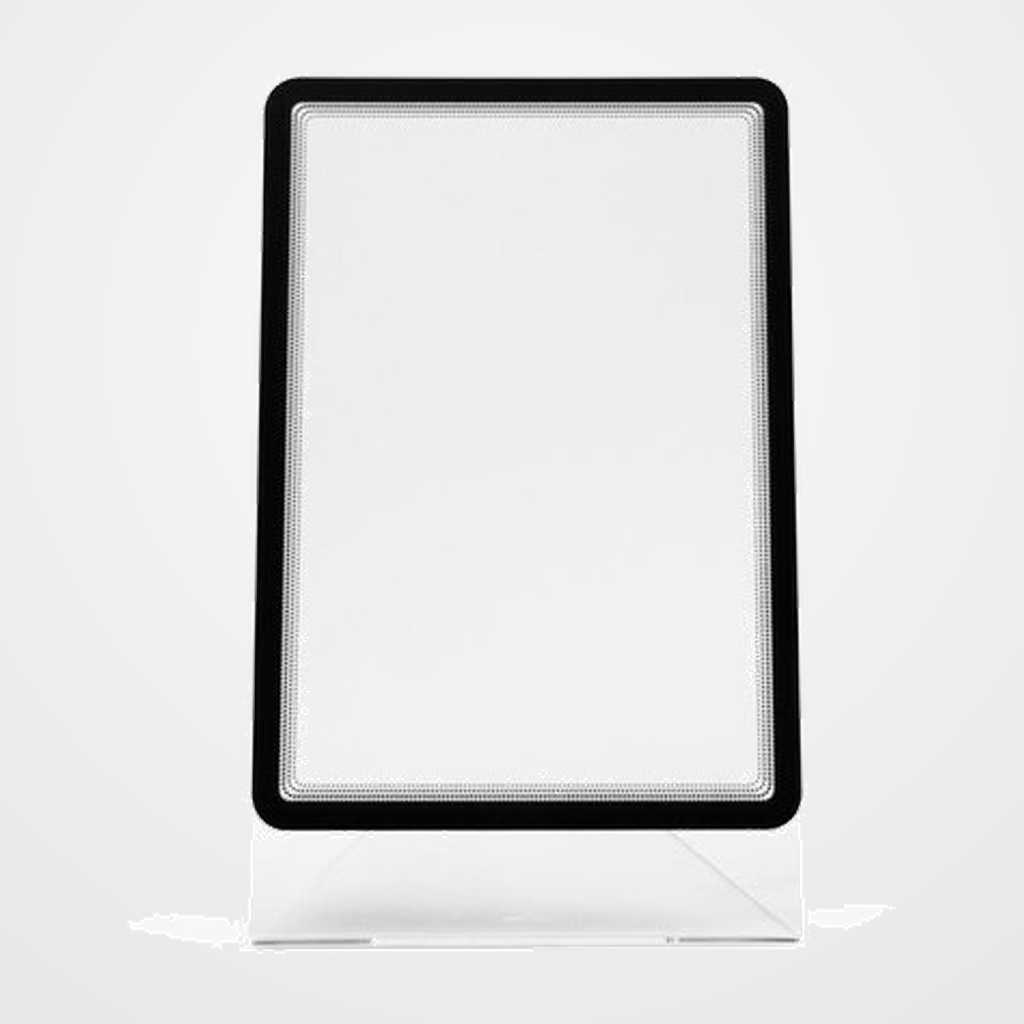 EXPOSITOR SOBREMESA TARIFOLD EN FORMA DE L A4 MAGNETO VERTICAL TRANSPARENTE