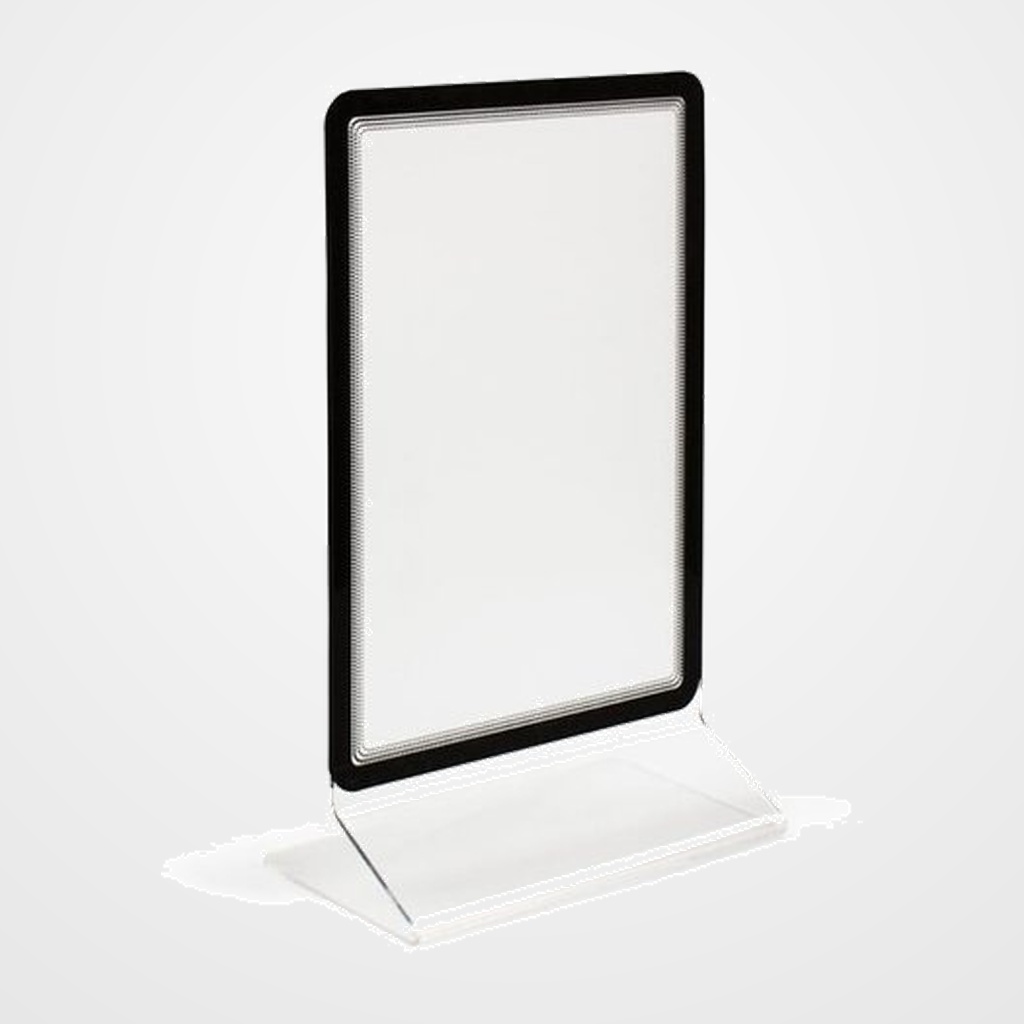 EXPOSITOR SOBREMESA TARIFOLD EN FORMA DE T A4 MAGNETO VERTICAL TRANSPARENTE