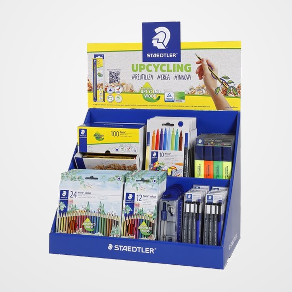 EXPOSITOR STAEDTLER SOBREMESA VAC  SURTIDO 67 UNIDADES 8x 185 C12 8x 185 C24 5x 364-S WP4P 6x 326 C10 10x 308 S1 WP3 1x 120HBCA1 P 5x 550 60 24x 120-2 DE REGALO