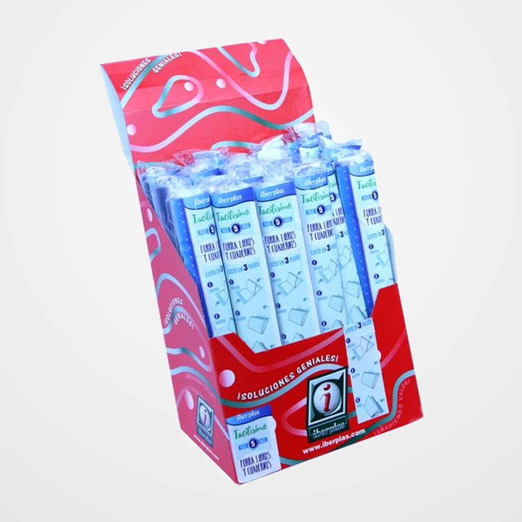 FORRO AJUSTABLE IBERPLAS ADHESIVOS TRANS.100µ 31,5 x 53 cm EXPOSITOR DE 20