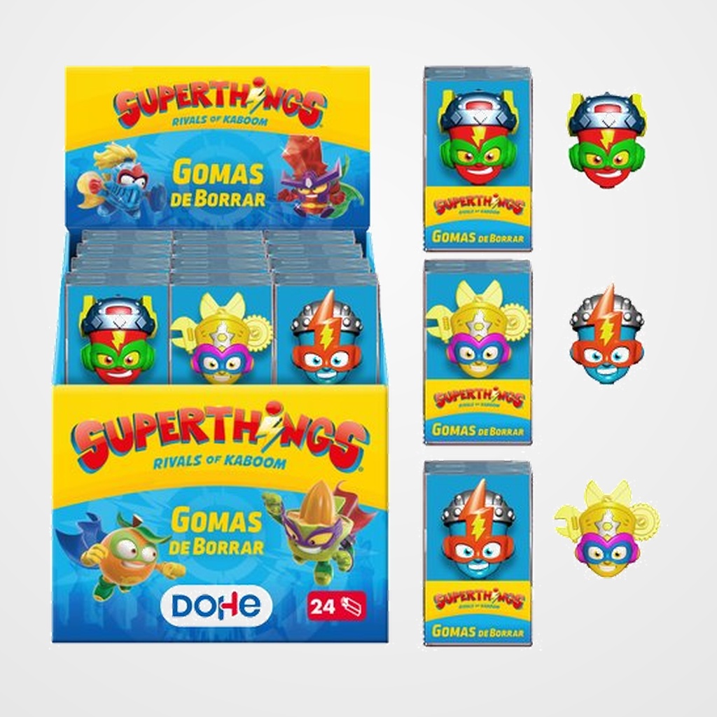 GOMA de BORRAR DOHE SUPERTHINGS SURTIDO EXPOSITOR DE 24 (3 mod.)