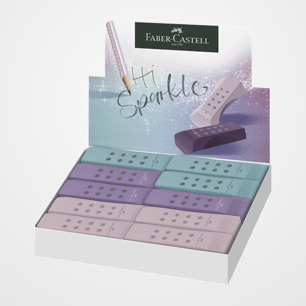GOMA de BORRAR FABER-CASTELL RollOn SPARKLE CAJA DE 20 (3 COLORES)