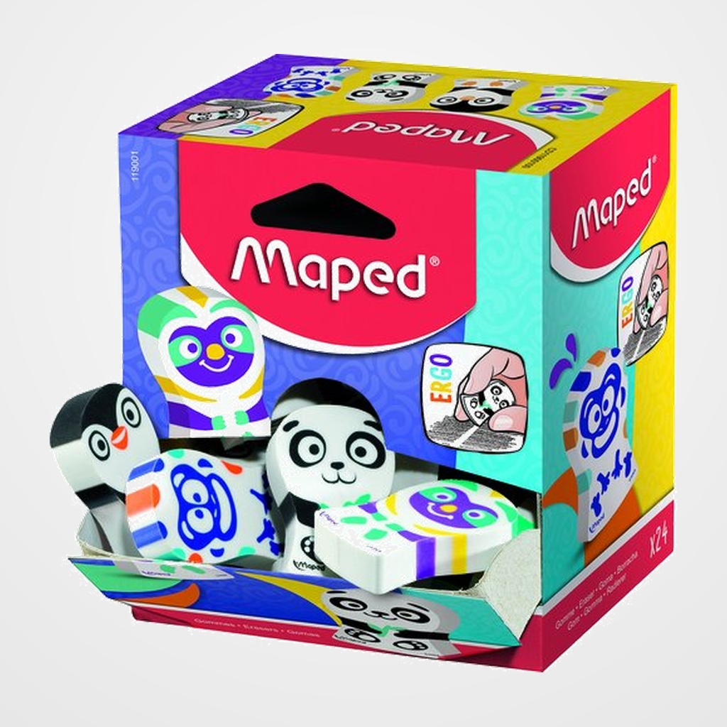 GOMA de BORRAR MAPED ERGO FUN SURTIDO EXPOSITOR de 24