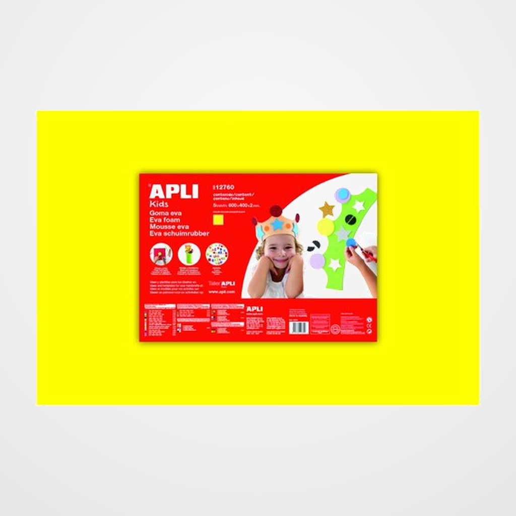 GOMA EVA APLI HOJA 40x60 cm AMARILLO PAQUETE de 5