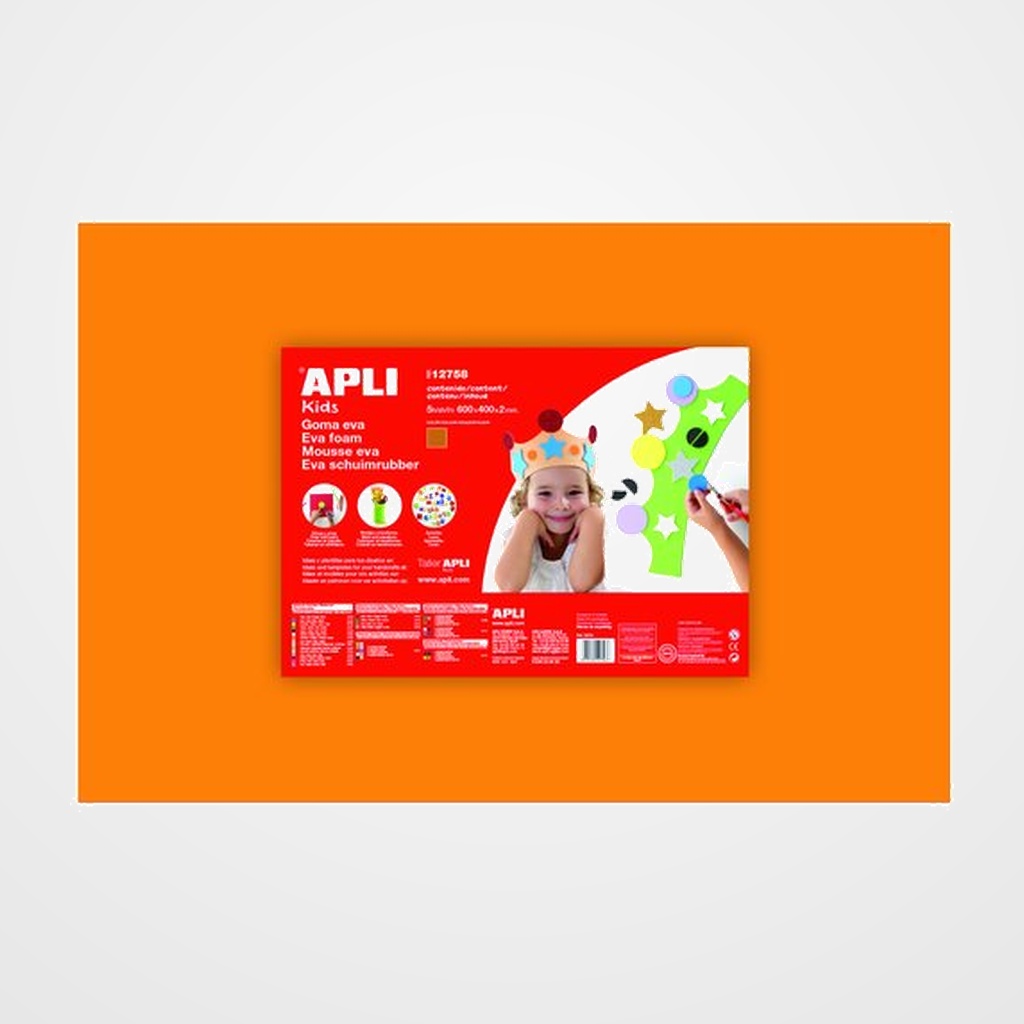 GOMA EVA APLI HOJA 40x60 cm NARANJA PAQUETE de 5