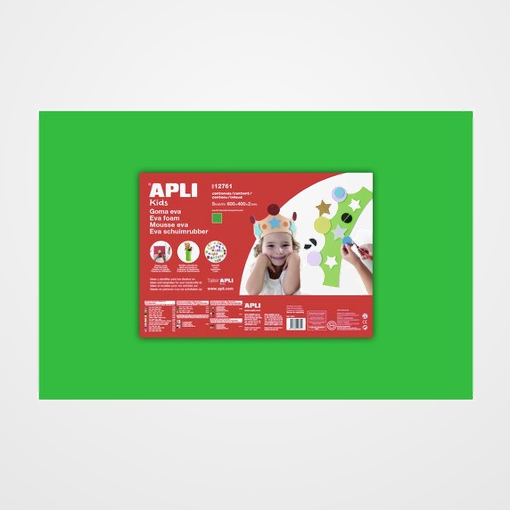 GOMA EVA APLI HOJA 40x60 cm VERDE PAQUETE de 5