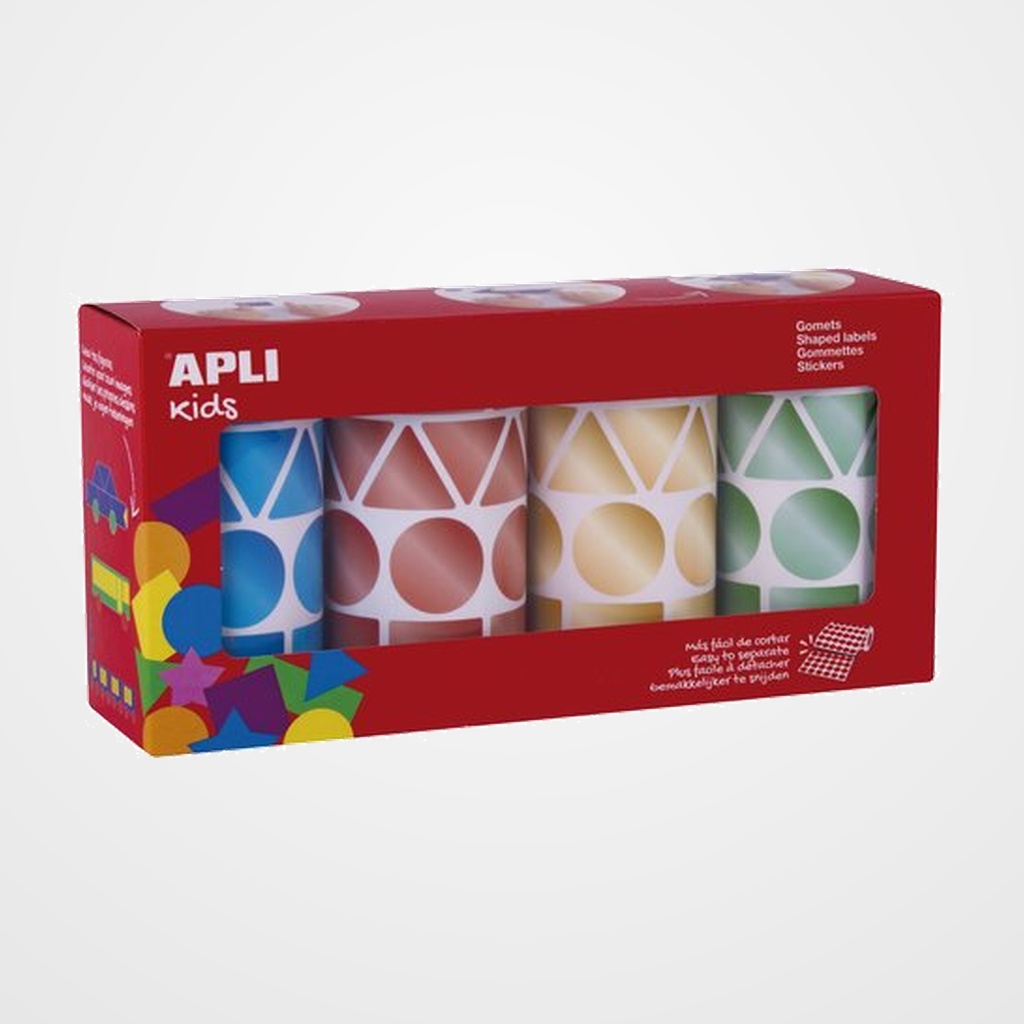 GOMETS APLI  ROLLO 59h FIGURAS GEOMETRICAS SURTIDAS 27 mm PACK 4 rollos (AZ-RJ-ORO-VD) 4.324 uds. (19191)