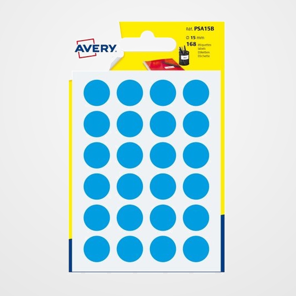 GOMETS AVERY  BOLSA 7h REDONDOS Ø 15 mm col. AZUL CELESTE 168 uds.