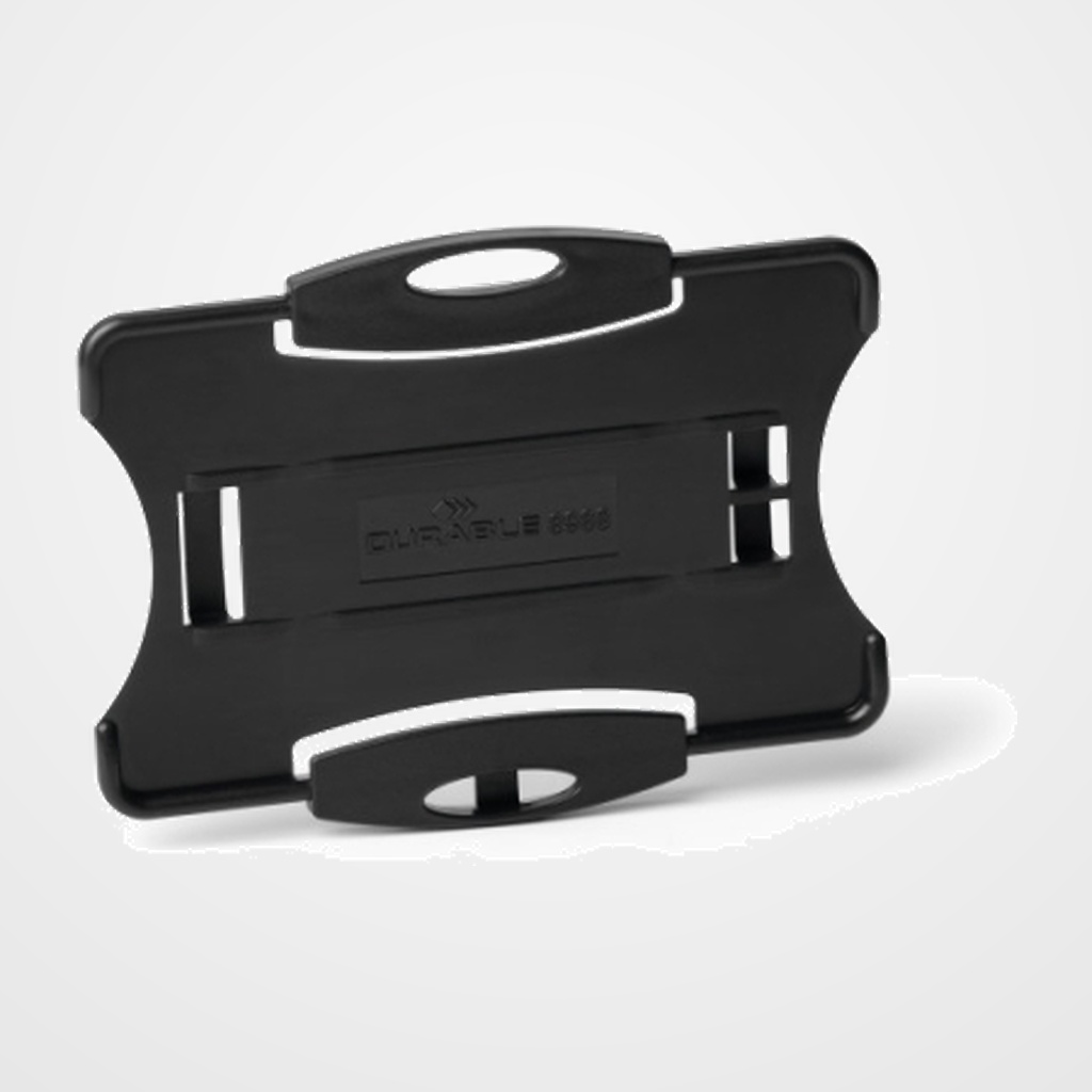 IDENTIFICADOR DURABLE ECO RIGIDO PARA 1 TARJETA DE IDENTIFICACION O PASE DE SEGURIDAD NEGRO PAQUETE de 10