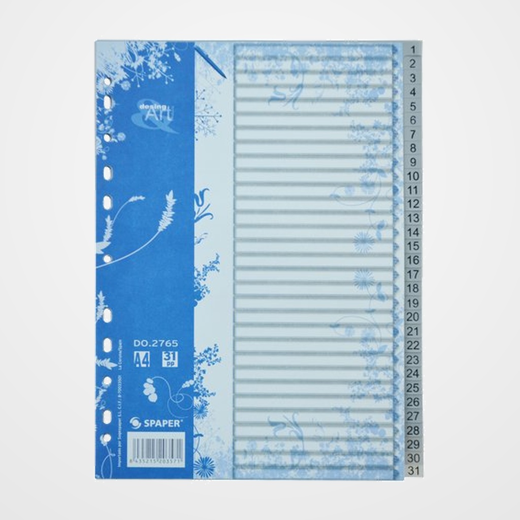 INDICE SPAPER OFFICE PP NUMERICO A4 pestañas 1-31 11 taladros
