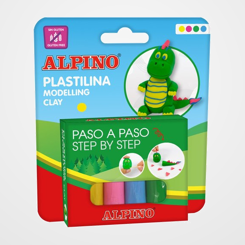 JUEGO ALPINO MODELA DINO 4x25g EXPOSITOR DE 12