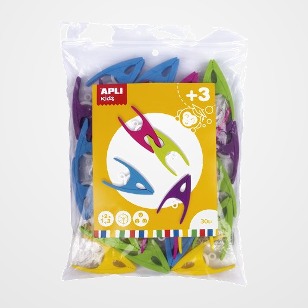 JUEGO EDUCATIVO APLI KIDS PINZAS DE PLASTICO BOLSA DE 30 UD.
