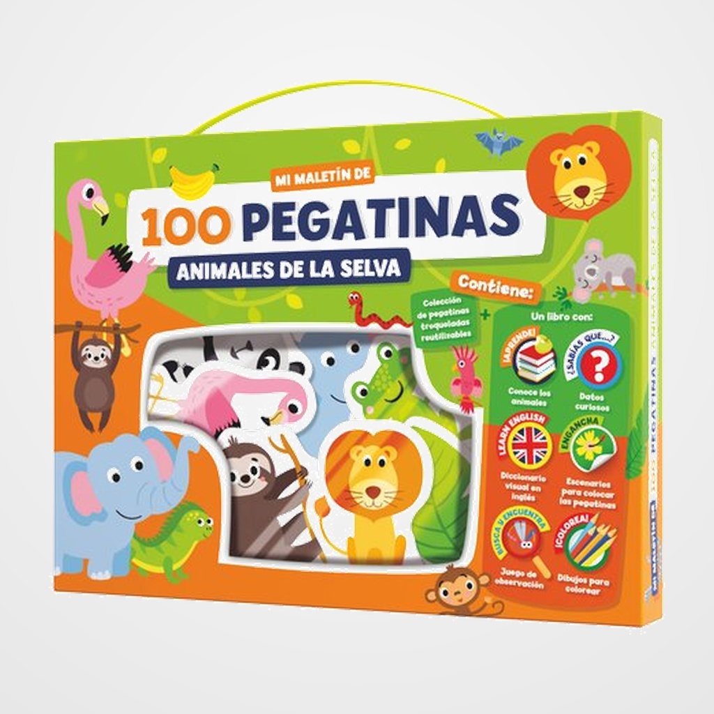 JUEGO IMAGILAND MALETIN 100 PEGATINAS ANIMALES EN LA SELVA