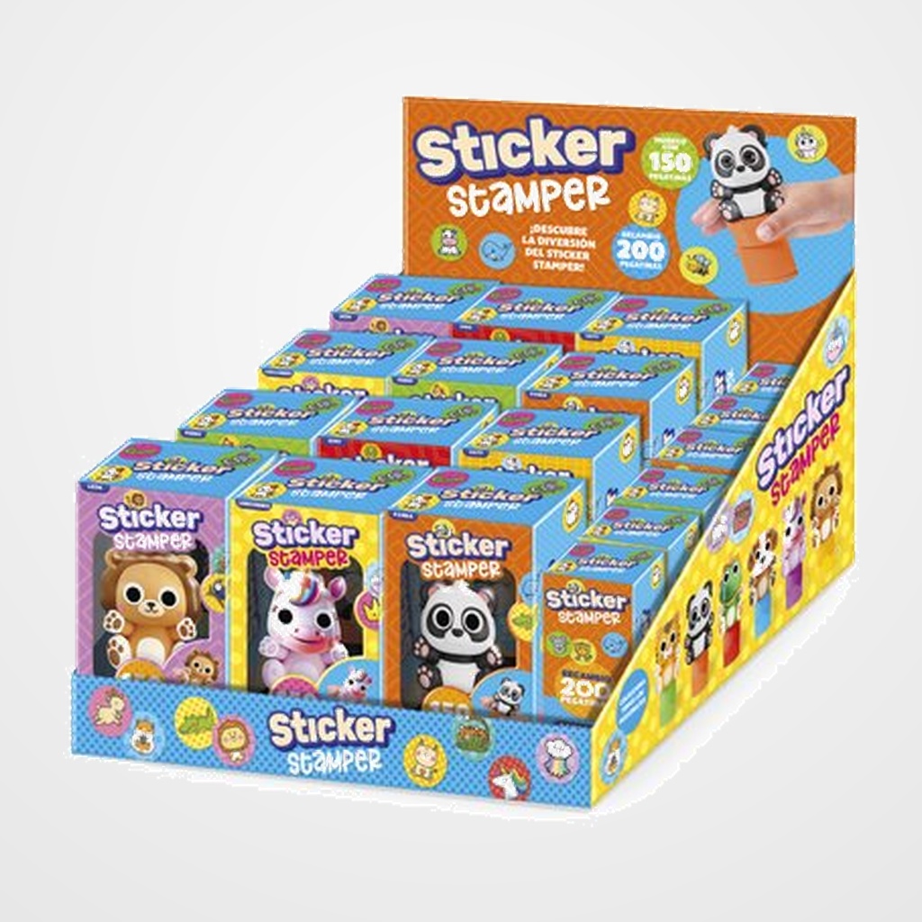JUEGO IMAGILAND STICKER STAMPER EXPOSITOR de 18 (12 cajas + 6 recambios)