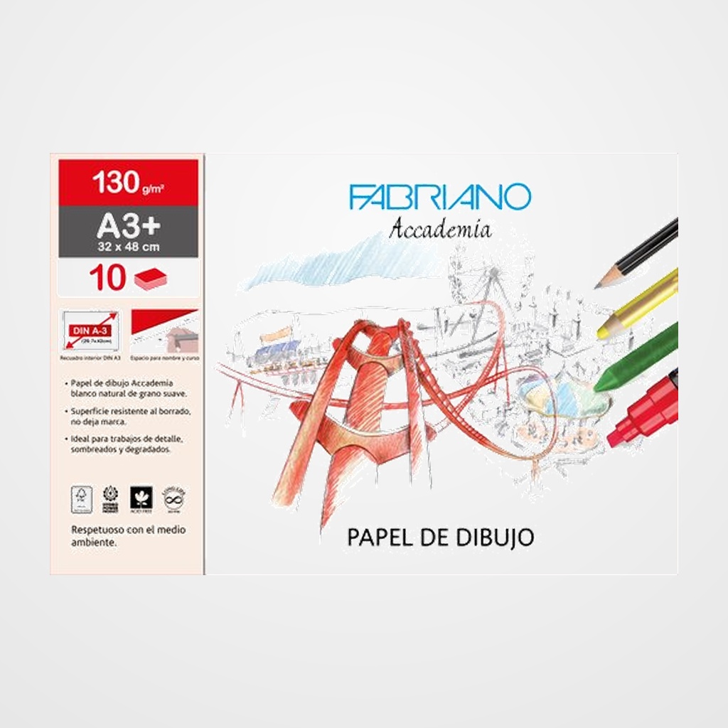 LAMINAS DIBUJO FABRIANO A3+ con RECUADRO BOLSA de 10