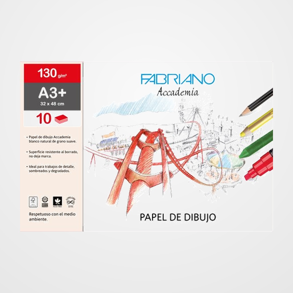 LAMINAS DIBUJO FABRIANO A3+ LISA BOLSA DE 10