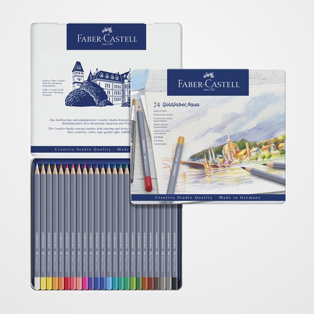 LAPICES ACUARELABLES  FABER-CASTELL GOLDFABER AQUA 1146 estuche de METAL de 24