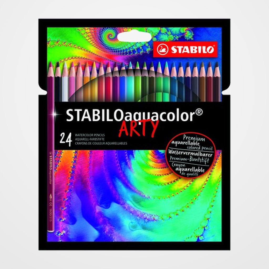 LAPICES ACUARELABLES STABILO AQUACOLOR ARTY LINE estuche CARTON de 24