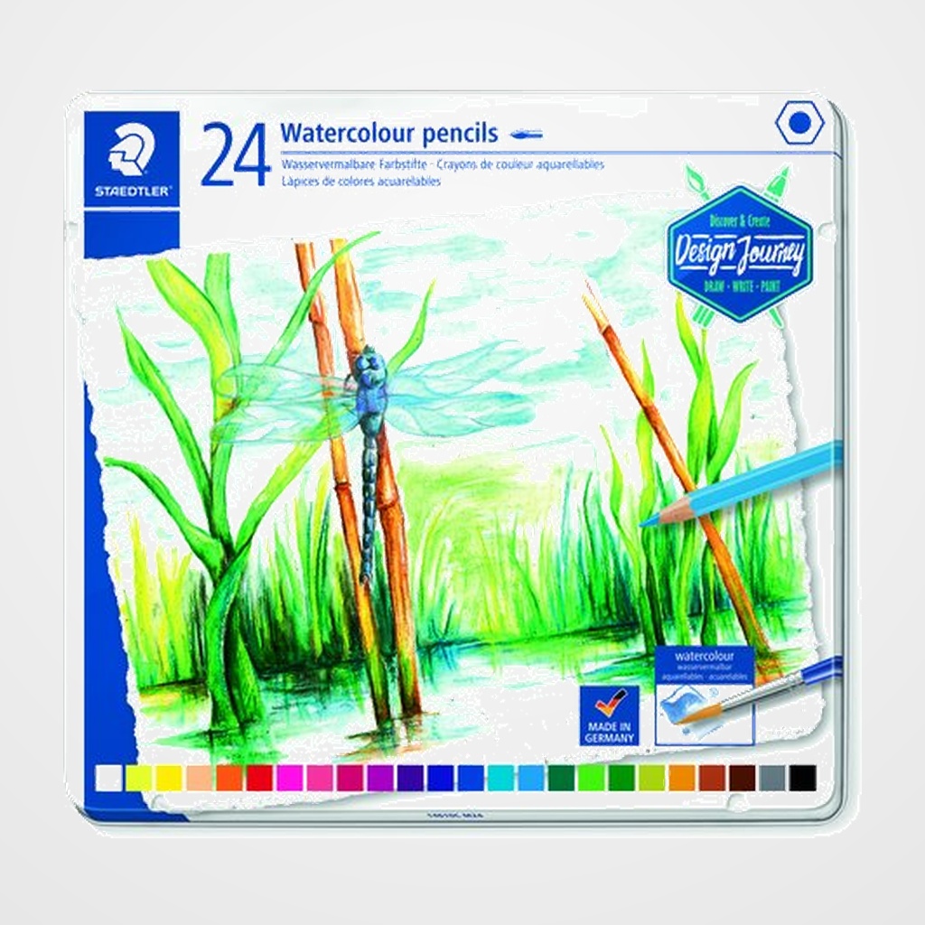 LAPICES ACUARELABLES STAEDTLER DESIGN JOURNEY  146 10C estuche METAL de 24