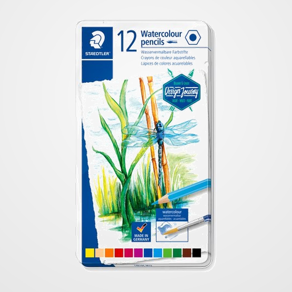 LAPICES ACUARELABLES STAEDTLER DESIGN JOURNEY 146 10C estuche METAL de 12