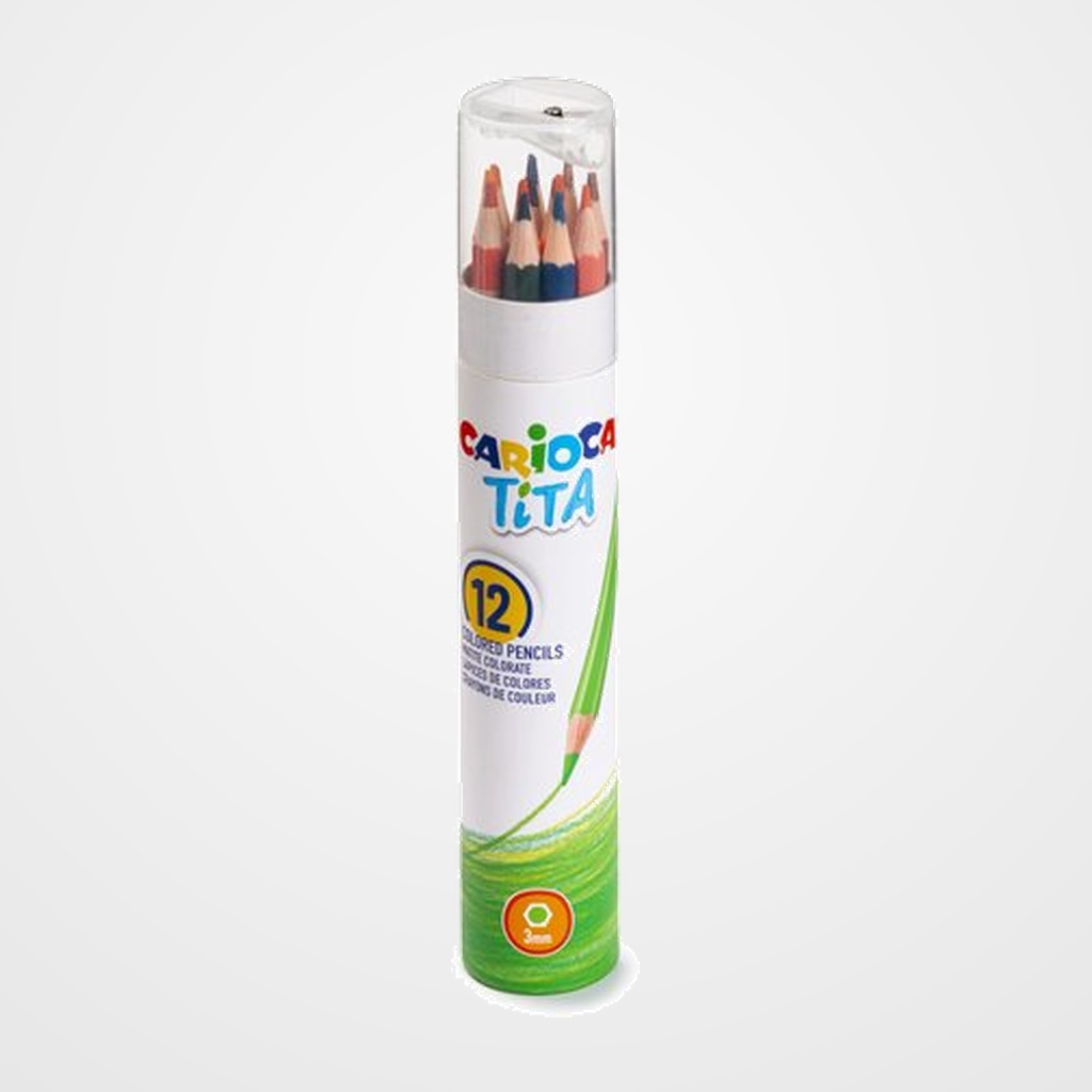 LAPICES de COLORES CARIOCA TITA TUBO de 12 + SACAPUNTAS
