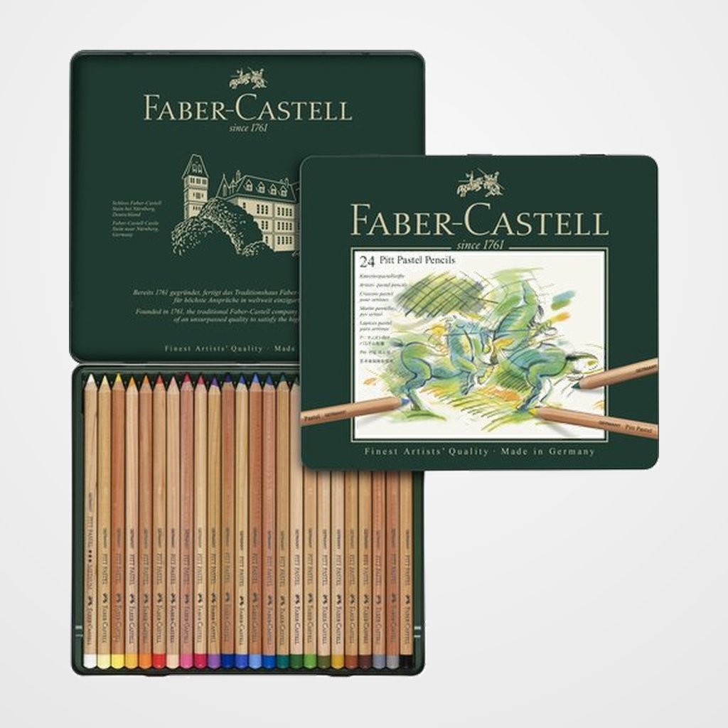 LAPICES de COLORES FABER-CASTELL PITT-PASTEL estuche METAL 24