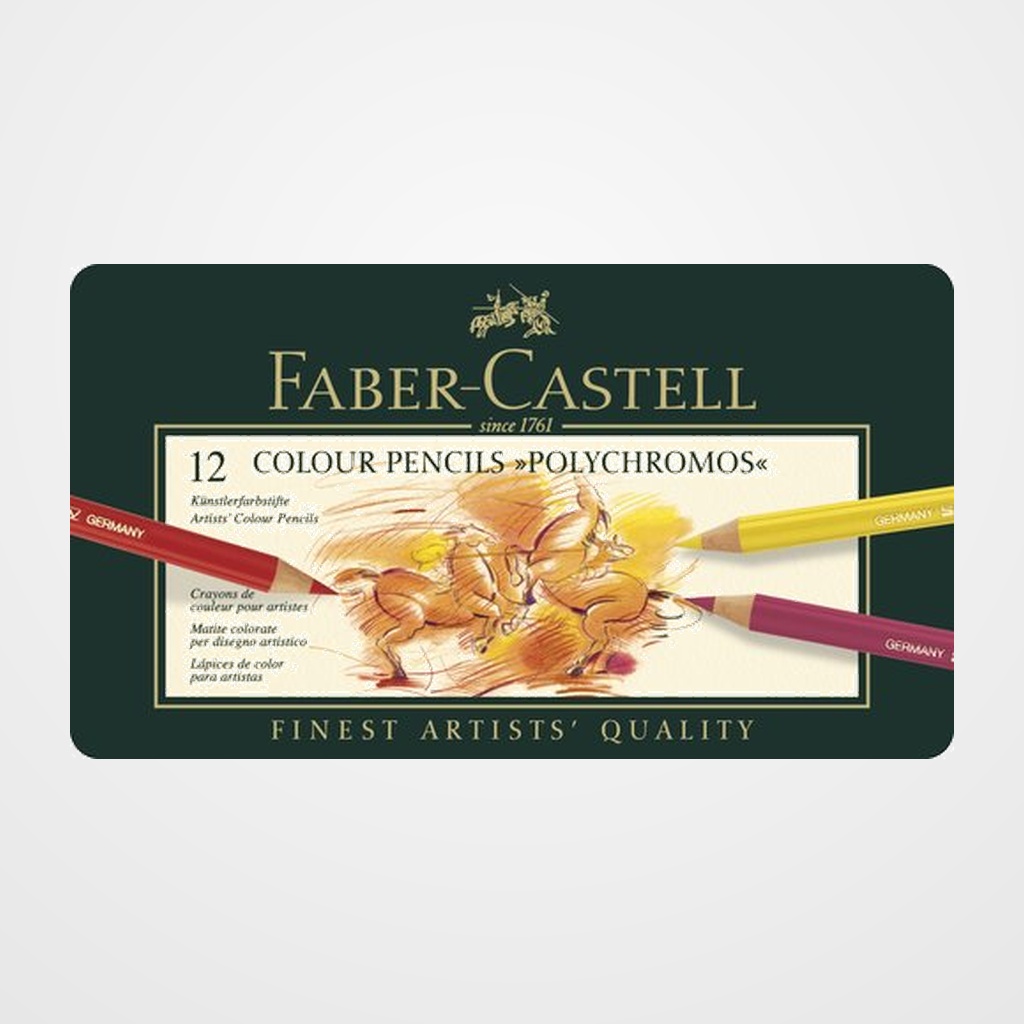 LAPICES de COLORES FABER-CASTELL POLYCHROMOS estuche de METAL de 12