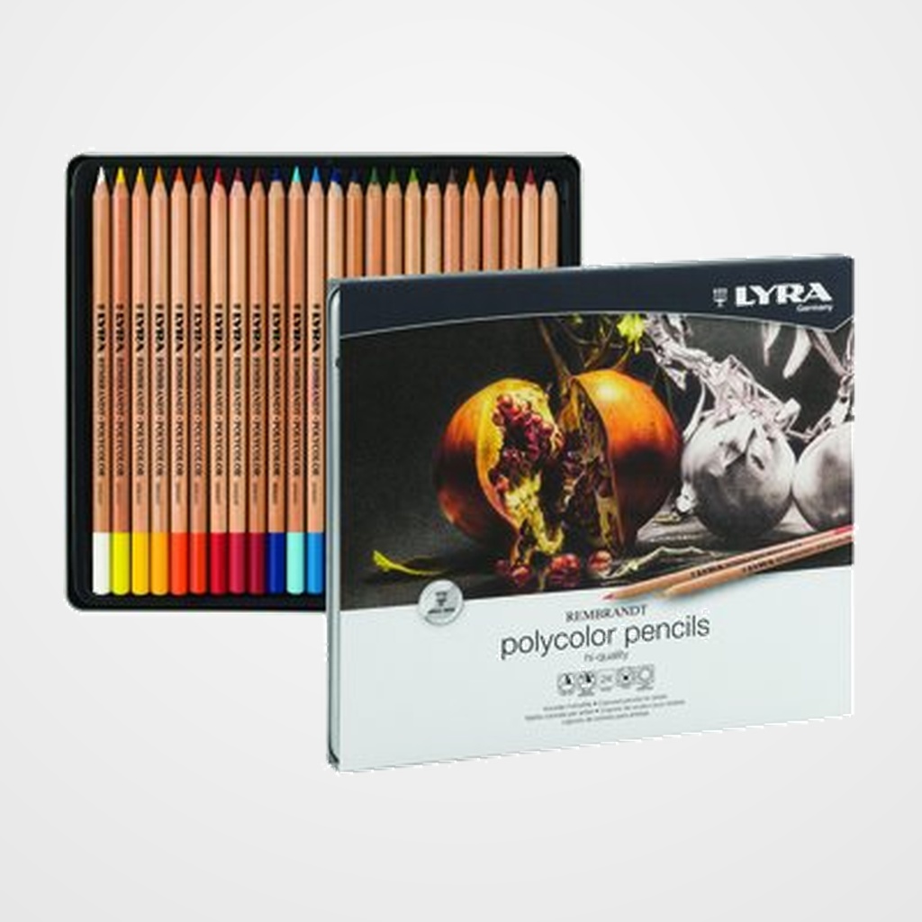 LAPICES de COLORES LYRA REMBRANDT POLYCOLOR CAJA METAL de 24
