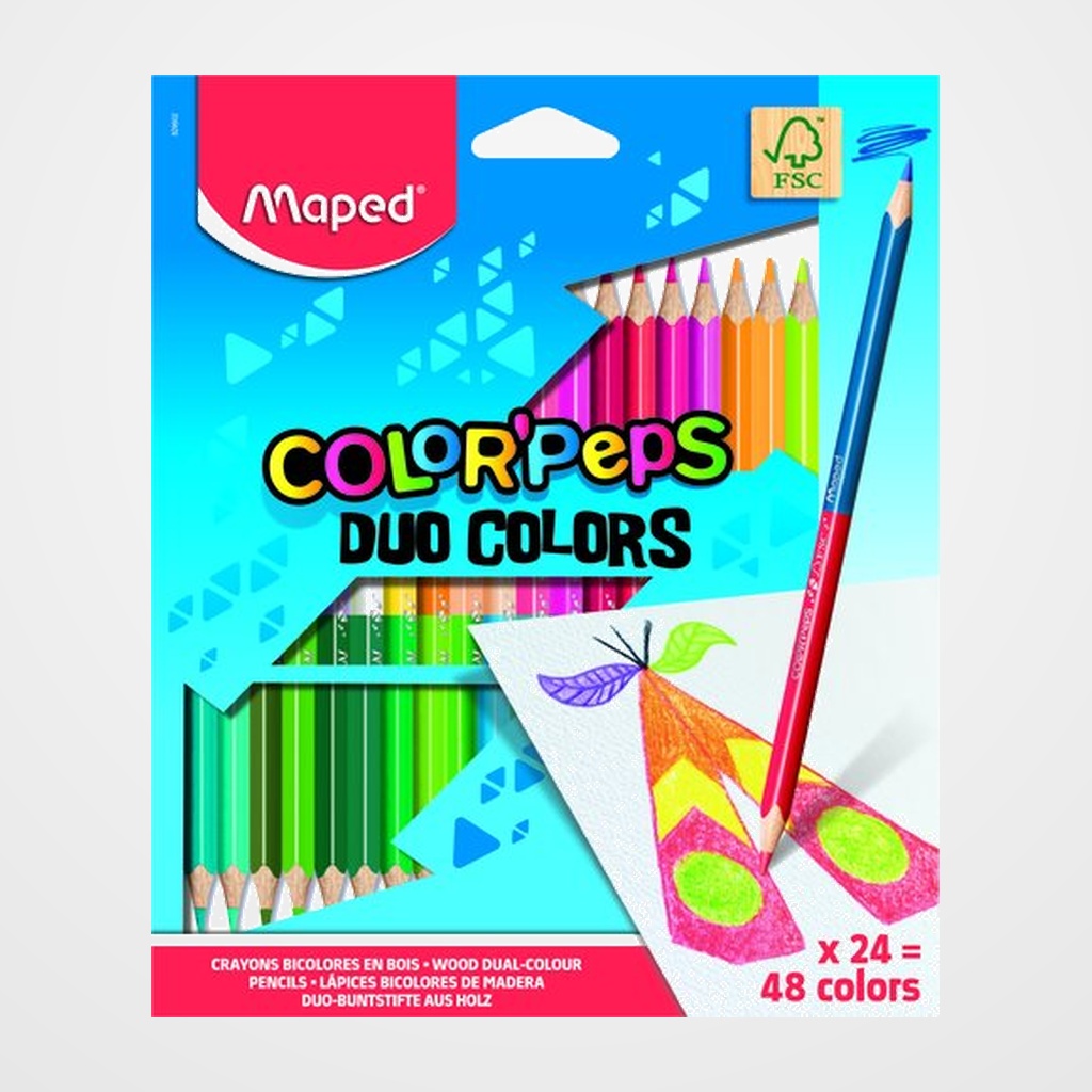 LAPICES de COLORES MAPED COLOR PEPS DUO estuche de 24 = 48 colores