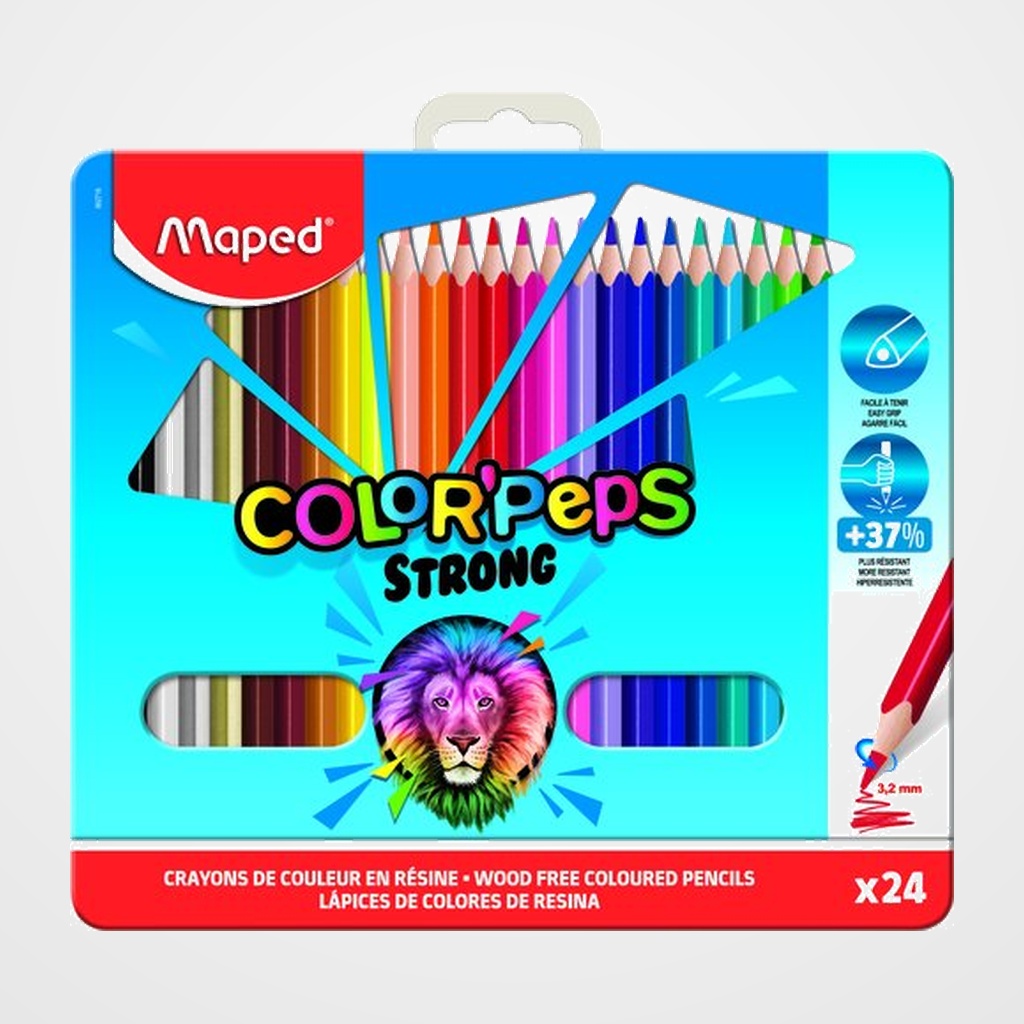 LAPICES de COLORES MAPED COLOR PEPS STRONG METAL estuche de 24