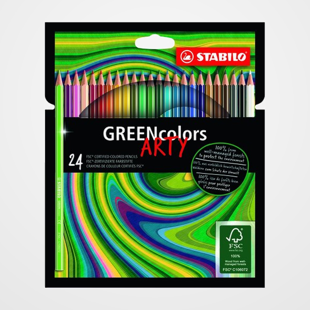 LAPICES de COLORES STABILO GREEN COLORS ARTY LINE ESTUCHE de 24