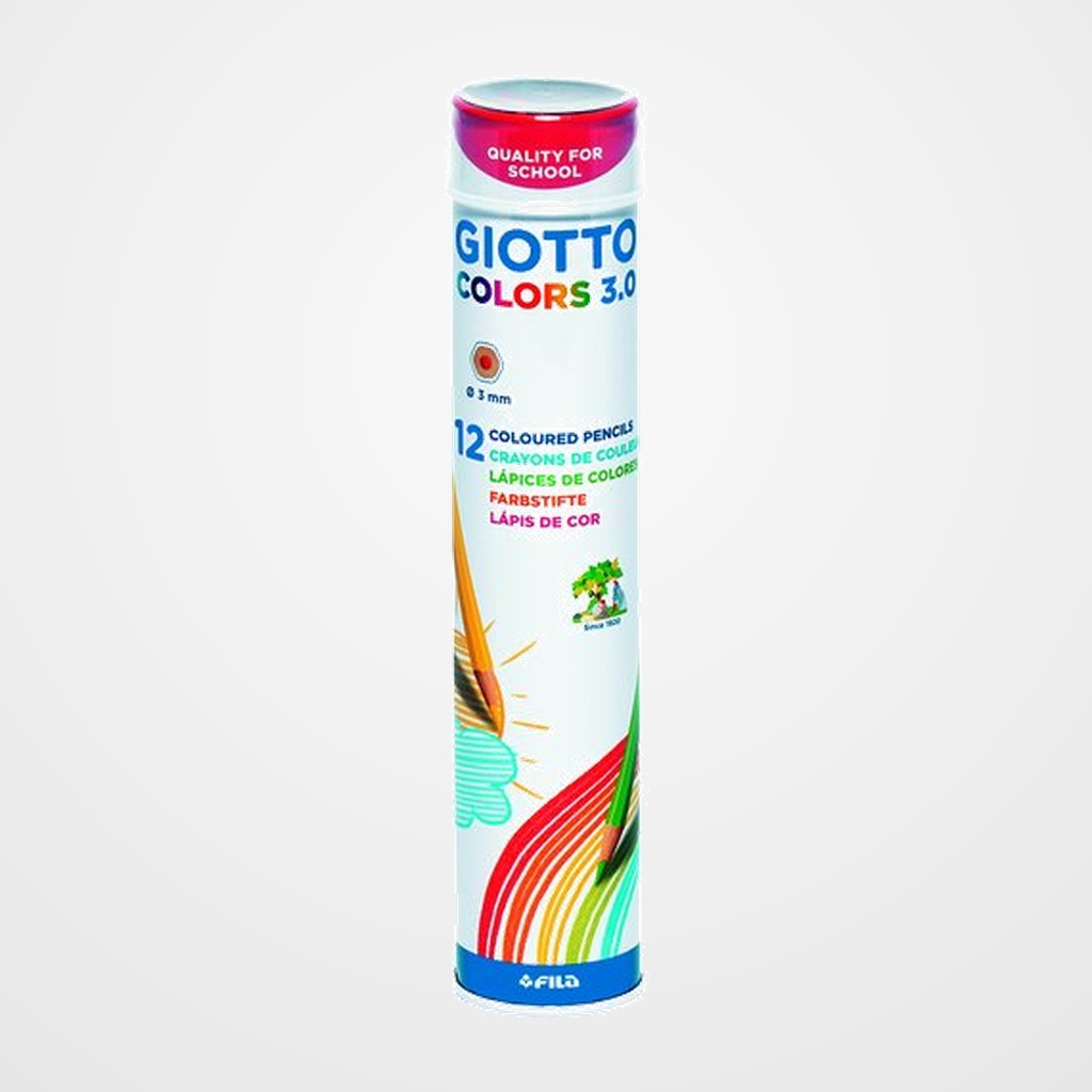 LAPICES GIOTTO COLORS 3.0 BOTE METALICO de 12 UNIDADES
