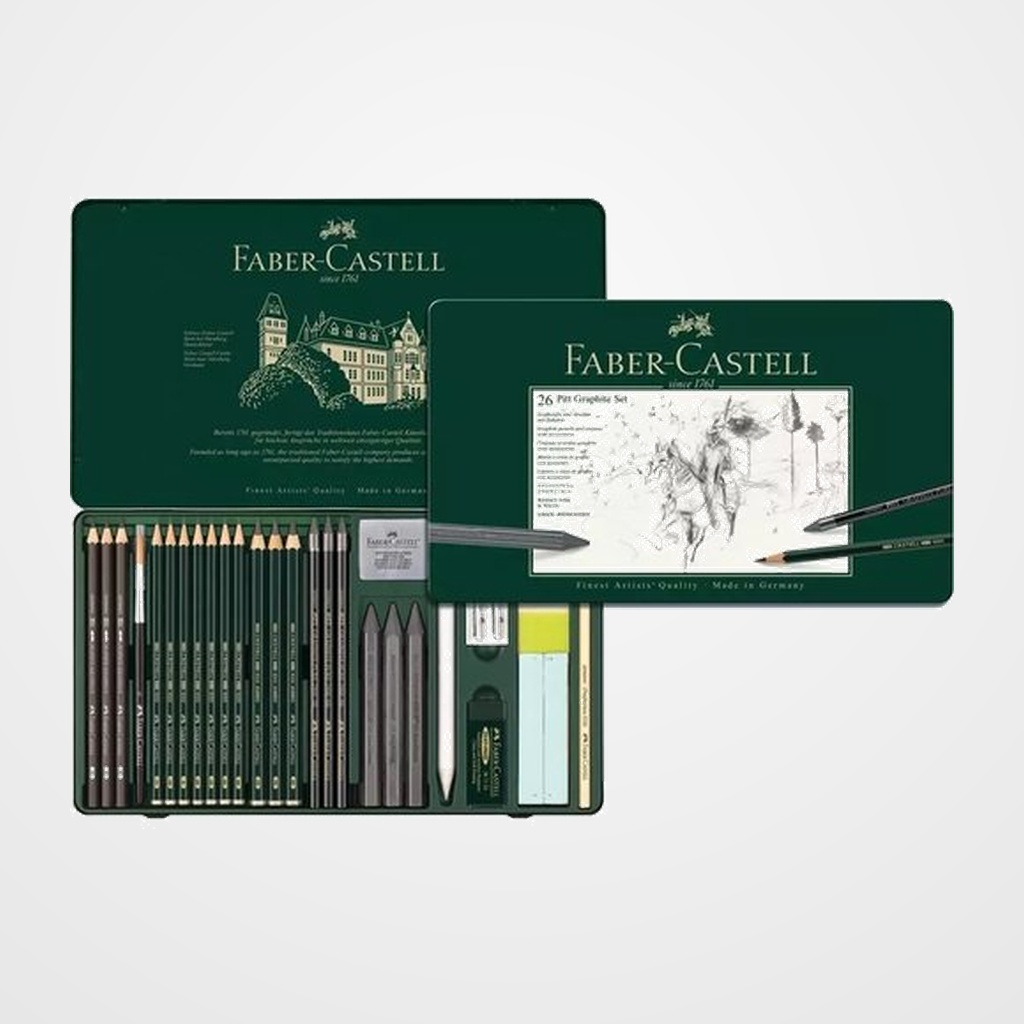 LAPIZ de GRAFITO FABER-CASTELL PITT SURTIDO estuche METAL de 26