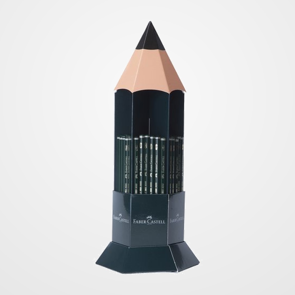 LAPIZ de GRAFITO FABER-CASTELL 9000 EXPOSITOR de 120 contenido: 20 ud.ref.119000 - HB 20 ud.ref.119001 - B 20 ud.ref.119002 - 2B 20 ud.ref.119003 - 3B 20 ud.ref.119004 - 4B 20 ud.ref.119012 - 2H