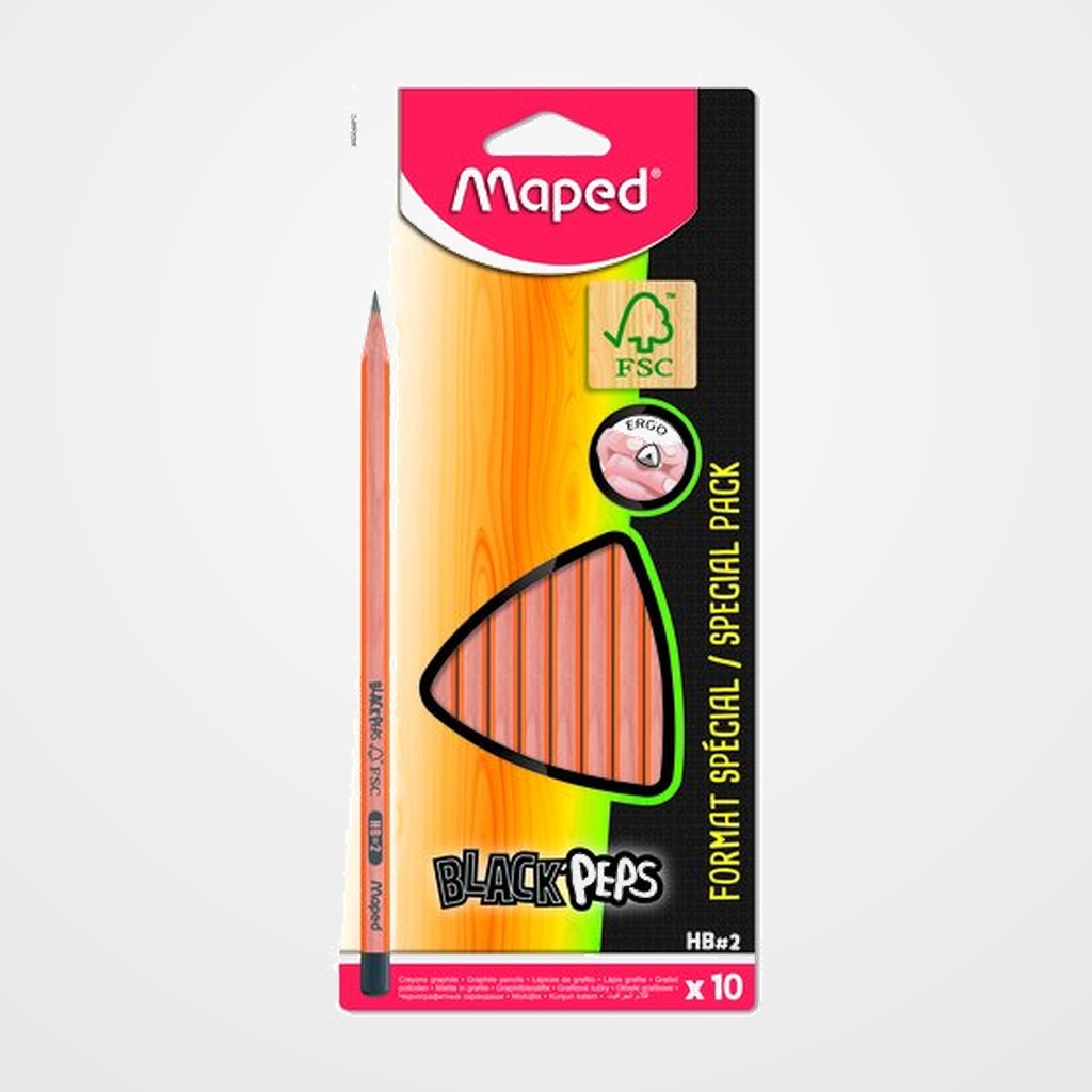 LAPIZ de GRAFITO MAPED BLACK PEPS - HB BOLSA DE 10