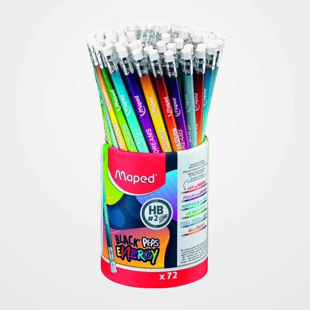 LAPIZ de GRAFITO MAPED BLACK PEPS ENERGY - HB BOTE DE 72