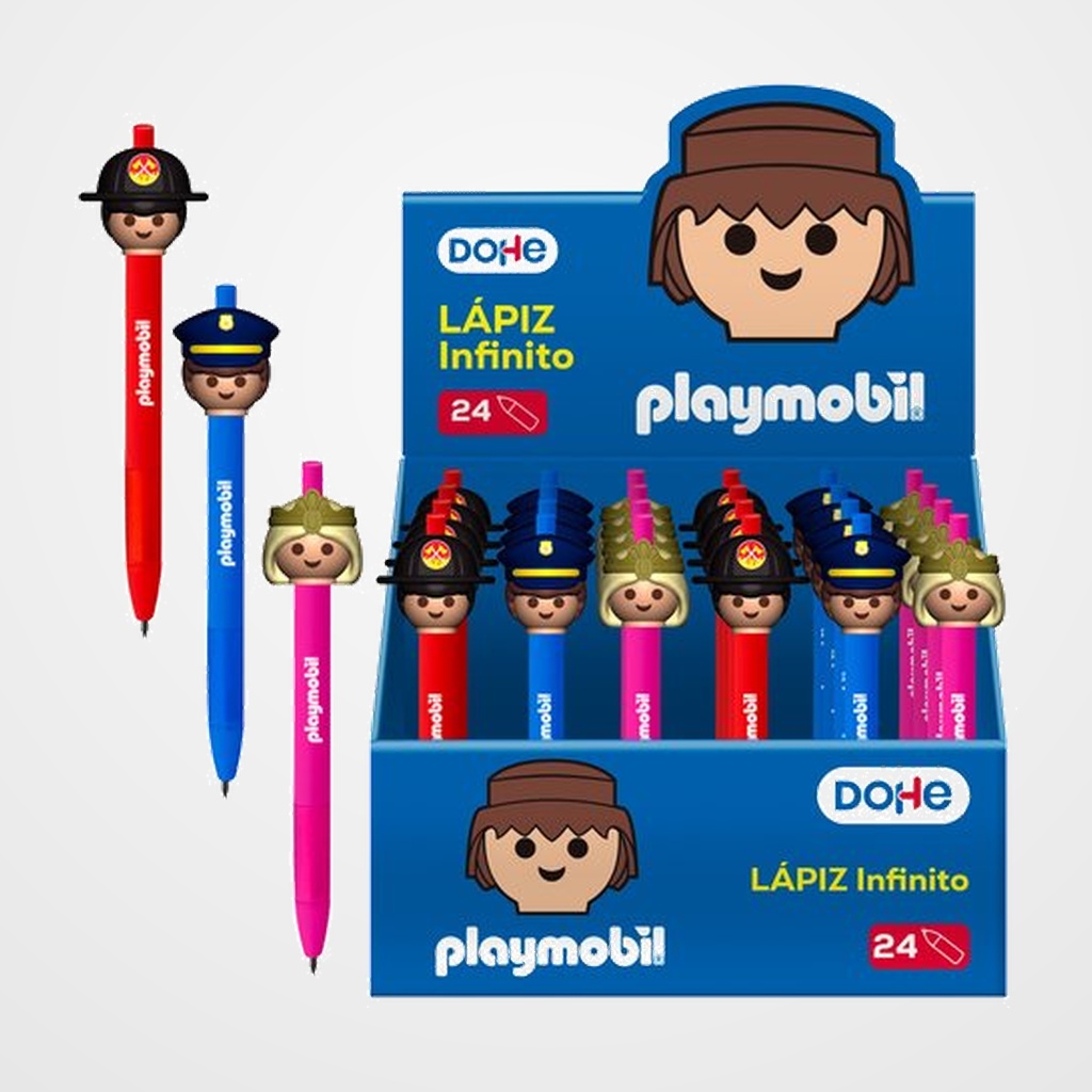 LAPIZ INFINITO DOHE PLAYMOBIL SURTIDO EXPOSITOR DE 24 (3 mod.)