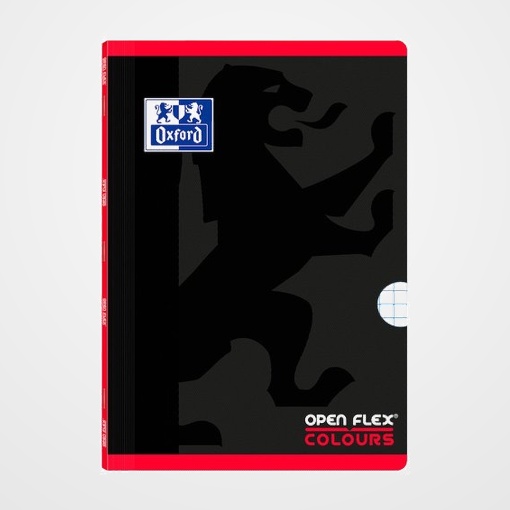 LIBRETA GRAPADA OXFORD SCHOOL OPENFLEX COLOURS A4 48h CON BANDA CUADRIC.5x5 ROJO