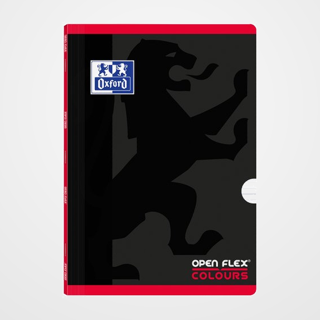 LIBRETA GRAPADA OXFORD SCHOOL OPENFLEX COLOURS A4 48h CON BANDA HORIZONTAL ROJO