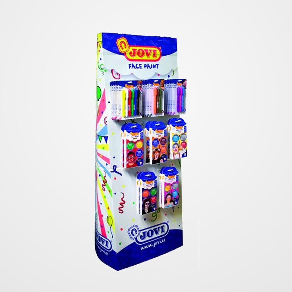 MAQUILLAJE JOVI CREMA FACE PAINT FLOORSTAND EXPOSITOR MULTIPRODUCTO DE 86 UNIDADES 12x 191  TWIST FACE PAINT B/6 STICK SURTIDOS 12x 197  TWIST FACE PAINT B/3 STICK BOY 12x 198  TWIST FACE PAINT B/3 STICK GIRL 10x 174B FACE PAINT SET HEROE 6 BOTES 8ML SURTIDOS 10x 174Z FACE PAINT SET ZOO 6 BOTES 8ML SURTIDOS 10x 174G FACE PAINT SET PRINCESS 6 BOTES 8ML SURTIDOS 10x 174P FACE PAINT SET PARTY 6 BOTES 8ML SURTIDOS 10x 174H FACE PAINT SET HALLOWEEN 6 BOTES 8ML SURTIDOS