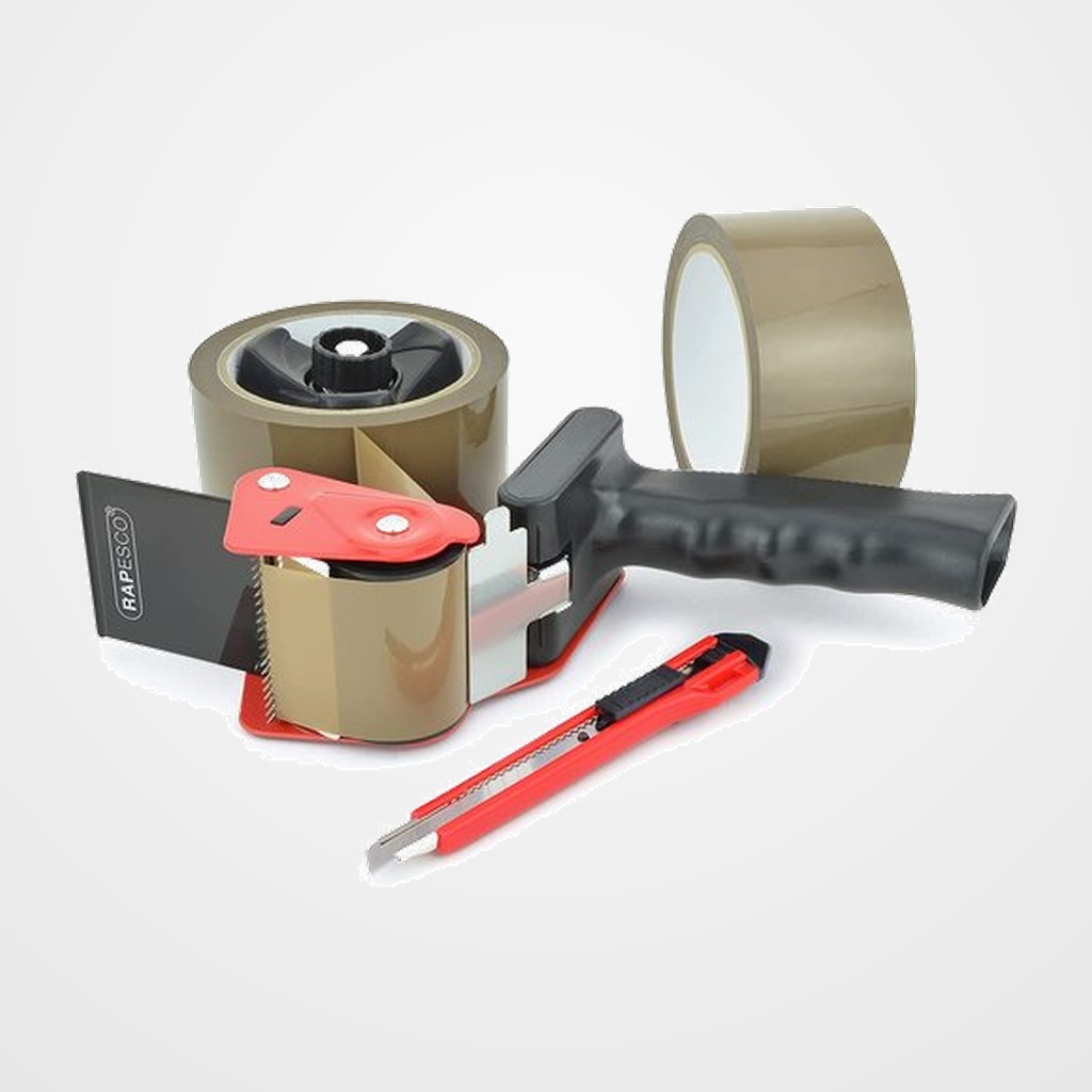 MAQUINA PRECINTAR RAPESCO 960 (incluye 2 rollos marron+cuter)